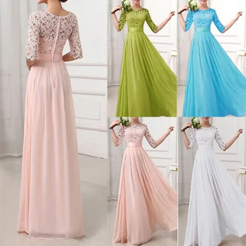 2020 Kvinder Kjole til Bryllup Halv Ærme Chiffon Lace Kjole Plus Størrelse 5XL Lang Kjole Elegant Prinsesse Party Vestidos