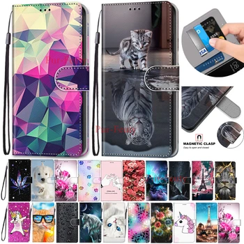 Læder taske Til Huawei Honor 20 Pro YAL-L41 tilfælde 3D-Wallet-Kort Holder Stand Book Cover Til Honor20 Pro Løve, Tiger, Malet Sag