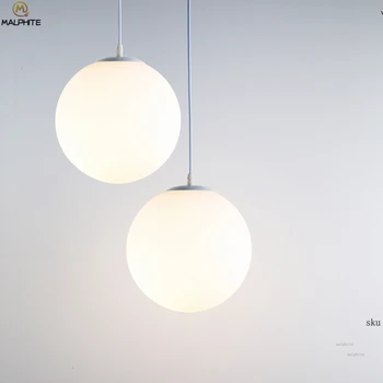 Moderne hvidt glas globe pendel soveværelse restaurant nordiske lampe mælk ball suspension Industrielle deco LED-belysning