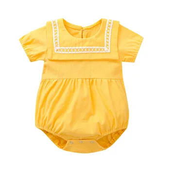 #50 Nyfødte Baby Body Efteråret Flyver Ærme Infant Piger Kroppen Toppe Solid Farve Strikket Lille Barn, Børn, Tøj, Jumpsuits
