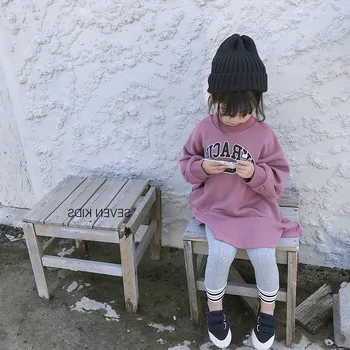 2018 Efteråret Nye Ankomst koreanske version bomuld Løs stil, alle-passer til afslappede Bogstaver påtrykt hoodie for cute fashion baby piger