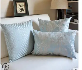 Klassisk lys blå jaquard pudebetræk sofa geometriske lænde pillwocase dekorative talje pillow cover sæt til ryglæn