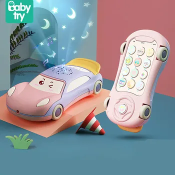 Baby Montessori Telefonen Legetøj til Pige, Dreng, Gaver 0 12 Måneder Telefon Legetøj Juguetes Bebe med Lysende Projektor Læring Toy Bil