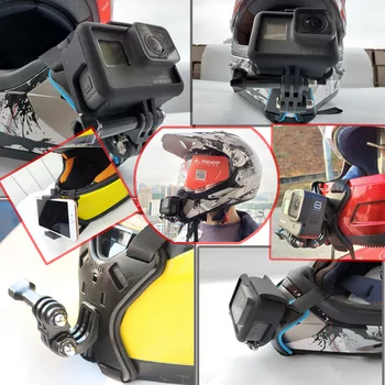 Motorcykel Hjelm Mount Beslag Fastgør Remmen Til iPhone Full Face Hage Stå Med Telefonen Holder Til GoPro Hero 8/7/6/5 Action-Kamera
