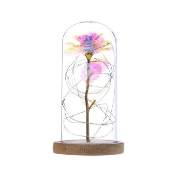 Mode Nye Enchanted for Evigt Steg Blomst I Glas LED Lys Valentinsdag, Xmas Fortryllet for altid Rose Blomst Dekoration
