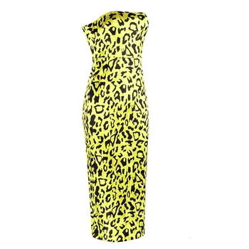 Engros 2020 kvindens Gul kjole stropløs Leopard Sød og sexet temperament celebrity boutique-cocktail party dress