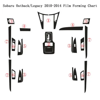 For Subaru Legacy Outback 2010-14 Interiør Central Kontrolpanel dørhåndtag Carbon Fiber Klistermærker, Mærkater Bil styling Tilbehør.