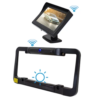 Solar Powered OS Bil Wireless Rear View Backup-Kamera Digital Nummerplade Ramme For Bil, Lastbil, Bus-Trailer Tilbehør