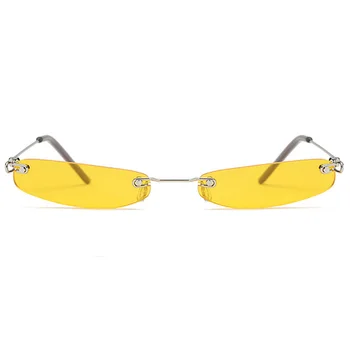 2020 Damer Klar Linse Små Smalle Solbriller Vintage Uindfattede Rektangel Solbriller Dame Herre Røde Nuancer Metal Frame Briller