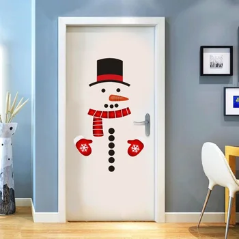 1 Sæt Jul Køleskab Decals Self-Adhensive Snemand Ansigt Mærkat Dekorationer til Døren Køleskab, Væg-Vindue Kabinetter Døren