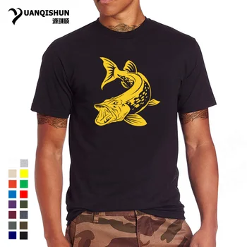 Høj Kvalitet Fisk Print T-shirt 2018 Nye Mænd Fishings Tshirt Stranden Casual Unisex T-shirt i Bomuld O-hals, Korte ærmer Toppe Tee
