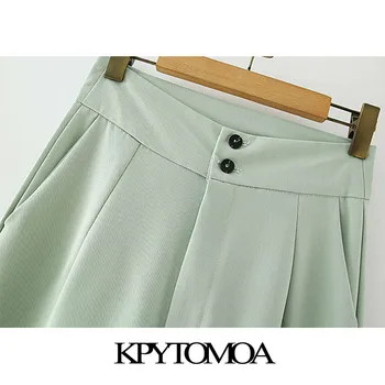 KPYTOMOA Kvinder 2020 Mode Kontor Slid sidelommer Vintage Bukser med Høj Talje, Lynlås Kvindelige Ankel Bukser Mujer