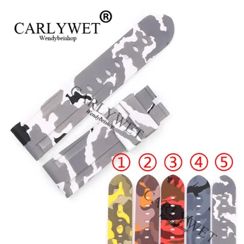 CARLYWET 24mm Hot sell Nyeste Camo Vandtæt Silikone Gummi Udskiftning armbåndsur Band Strap Bælte Til Panerai Luminor