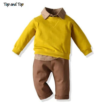 Top og Top Nye Ankomst Mode Kids Drenge Casual Tøj Sæt Sweatshirt+langærmet Trøje+Bukser 3stk Outfits Børn Boy Tøj