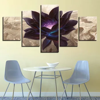 5Pcs Canvas HD Udskriver Black Lotus Malerier Modulære Indretning Plakat Væg Kunst, Tegneserier Blomst Moderne boligindretning Stue Deco -