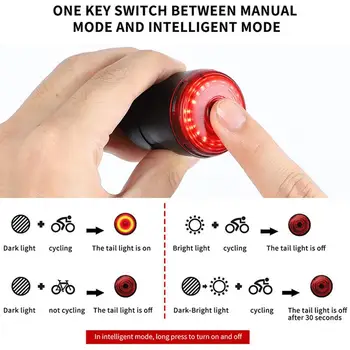 Cykel Bremse baglygte Smart USB Opladning Baglygte IPX6 Vandtæt Cykel LED-Lys til Cykling Cykel Tilbehør