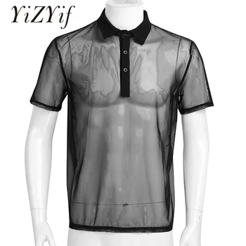 YiZYiF Sexet Herre Mesh Clubwear T-Shirts Super Blød Mesh Undertrøje Se-Gennem Åndbar Mænd T-Shirt-Sexet Toppe Dance Wear