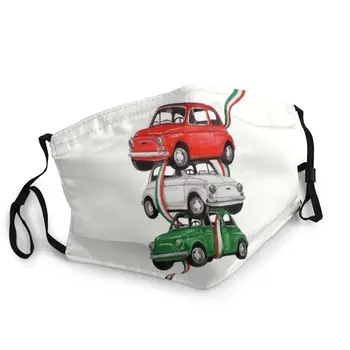Vintage Italien Flag Bil Vaskbar Unisex Voksen Ansigtsmaske Italienske Stolthed Anti Støv Maske Beskyttelse Cover Respirator Munden Dæmpe
