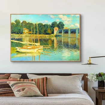 Broen ved Argente Monet-malerier Væg Kunst, Lærred Maleri Berømte Maleri Dekorative Billeder til stuen Home Decor
