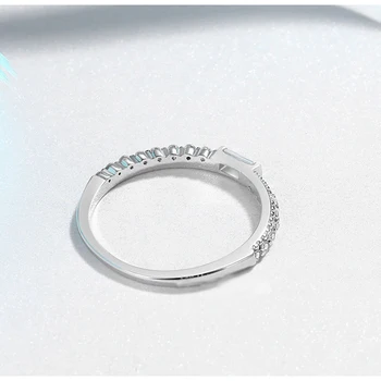 S925 sterling sølv natural Rhinestone rektangulære analog diamond mine damer engagement ring, solid bryllup diamant ringe til kvinder