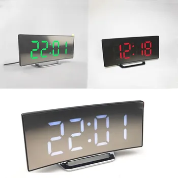 Digital Vækkeur LED Spejlet, Vækkeur Udsæt Vise Tid, Nat Lys LCD-Tabel Desktop Reloj Despertador med USB-Kabel