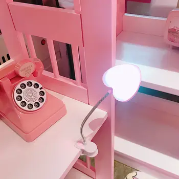 Kendte Kawai Kærlighed Hjerte-formet Pige Pink Multifunktions-Clip-Led Lys Projektion Lampe Bærbare Studerende Værelse Mini-Toy Gave