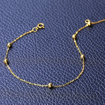 DAIMI Rent Guld Armbånd Satellit-Kæde 18K Gul Guld Perler Kæde Justerbar 18cm Armbånd, Kæde Smykker Gave