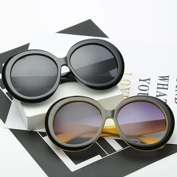 2019 Nye Solbriller Overdimensionerede Runde Ramme Retro solbriller Mænd Kvinder i Stor Størrelse Mode Briller Tendens Luksus UV400