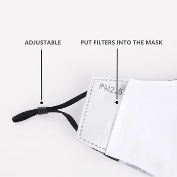 Hvide Kors Genanvendelige Munden Maske Vaskbar Justerbar Beskyttende ansigtsmaske-Filter PM2.5 Mask Kvinder Anti Støv Vindtæt Influenza Maske