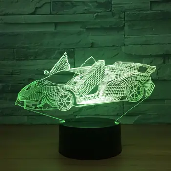 Hurtig Hastighed sportsvogn 3D-Nat Lys Bil Lampe USB-7 Farver Skiftende Touch Skifte LED Soveværelse Lampe Part Indretning Lampe Kid Gaver