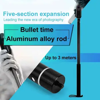Nye 3m Aluminium Stang Super Lang Fem-afsnit Teleskopisk Selfie Stick Til Insta360 One X en 360 VR Kamera Tilbehør