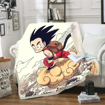 Nyeste Animationsfilm Son Goku 3D Printet Sherpa Tæppe i Sofaen Dynen Dække Rejse-Sengetøj Outlet Velvet Plys Smide Fleece Tæppe 007
