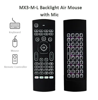 MX3 MX3-L-Baggrundsbelyst Air Mouse T3 Smart Voice Fjernbetjening 2.4 G RF Wireless Keyboard For X96 mini KM9 A95X H96 MAX Android TV Box