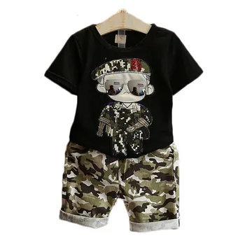 2020 Mode Toddler Drenge Tøj Sæt Sommer Tøj Børnene Korte Ærmer T-Shirt + Camouflage Shorts Passer til Børn s Tøj