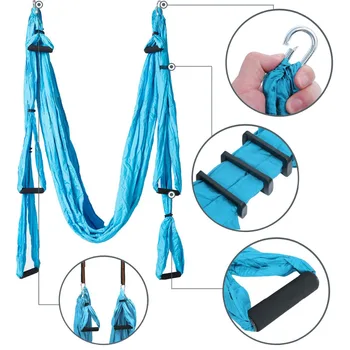 15 Farve 6 Håndterer Anti-tyngdekraft-Antenne Yoga Hængekøje Sæt Multifunktion Yoga Bælte Flyvende Yoga Inversion Af med Taske