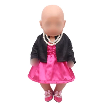 43 cm baby dukker kjole nye født Magenta kjole + sort frakke Baby legetøj passer Amerikansk 18 tommer Piger dukke f320