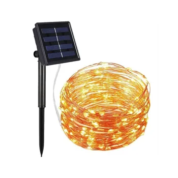 Græsplæne Lamper 10M 20M Solar LED kobbertråd String Fairy Lights Vandtæt Solenergi Lampe Ferie Udendørs Jul Haven Indretning