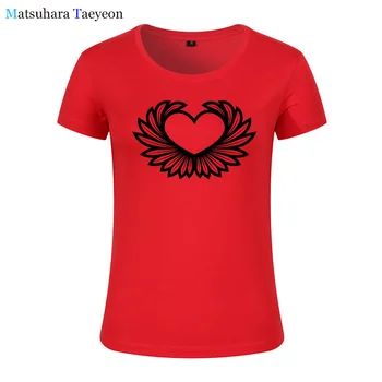 T-shirt femme 2018 Sommer Tees Toppe O-Hals kortærmet T-Shirts Trykt Smuk Hjerte tøj, t-shirt Mærke til piger