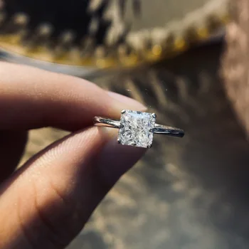 Wong Regn 925 Sterling Sølv Skabt Moissanite Ædelsten Bryllup Engagement Romantisk Søde Luksus Ringe Fine Smykker Engros