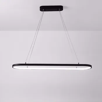 Moderne LED-Lysekrone Til Spisestue Køkken Inventar Lys Med Fjernbetjening, Sort Glans Suspension Restaurant, Bar Hængende Lampe