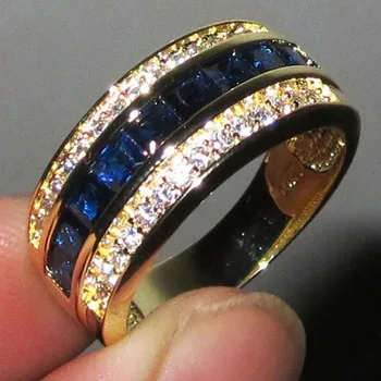 JoiasHome 925 sterling sølv ring Europæiske og Amerikanske fuld diamant, safir diamantring mænd og kvinder dinner party gave