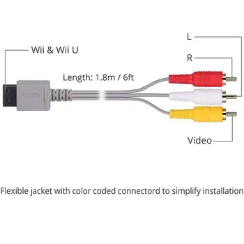 1,8 M AV-Kabel Til WII Mini WII/WII U-Konsoller Video Kabel-TV Ledningen Stereo Audio RCA Q6X9