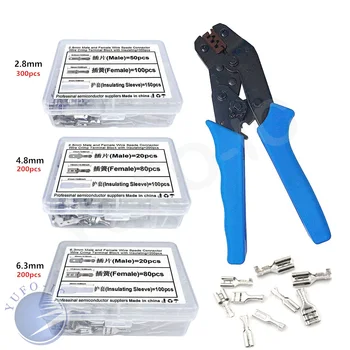 2,8 mm/4.8 mm 6.3 mm Spade Crimp Terminal Kvindelige Mandlige Stik kit Wire 22-16 AWG blokere for 0.5mm2-1.5mm2 tænger Isolerende Ærmet