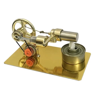 En Enkelt Cylinder Stirling Motor Model Fysik Videnskabeligt Eksperiment, Pædagogisk Legetøj Lille Produktion Kit Gave - Golden