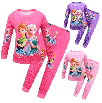 Disney Børn er Frosset Pyjamas Sæt Kids Baby Pige Foråret Efteråret Pyjamas Pyjamas Børn Elsa Nattøj Sæt Tøj Julegave