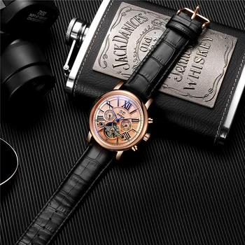 ONOLA Mærke af Høj kvalitet hul mønster Tourbillon herre mekanisk ur mode luksus læder bælte automatisk mekanisk ur