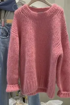 Nye Vinter Sweater Kvinder Pullover Piger Toppe Knitting Vintage Efteråret Elegant Tæve Strikket Overtøj Varm Trøje o hals