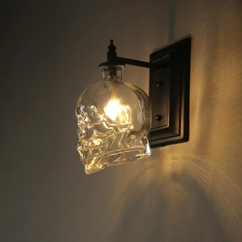 Nordisk Vintage væglampe Industriel Loft Dekoration Sconce væglamper sengelampe Skull Bottle G9 LED-Væg Lys for Bar Cafe