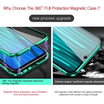 360 Metal Magnetisk Dobbelt-Sidet Sag For Xiaomi Redmi Note 9 Pro 9s 8t 7 Pro Redmi 9 8 8A K20 K30 Mi 9T Pro Magnetisk Glas Cover
