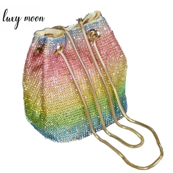 Luxy Månen Crystal Spand Pose for Kvinder Flerfarvet Rhinestone Beaded Damer Håndtaske Nye 2020-Luksus skuldertaske ZD1570